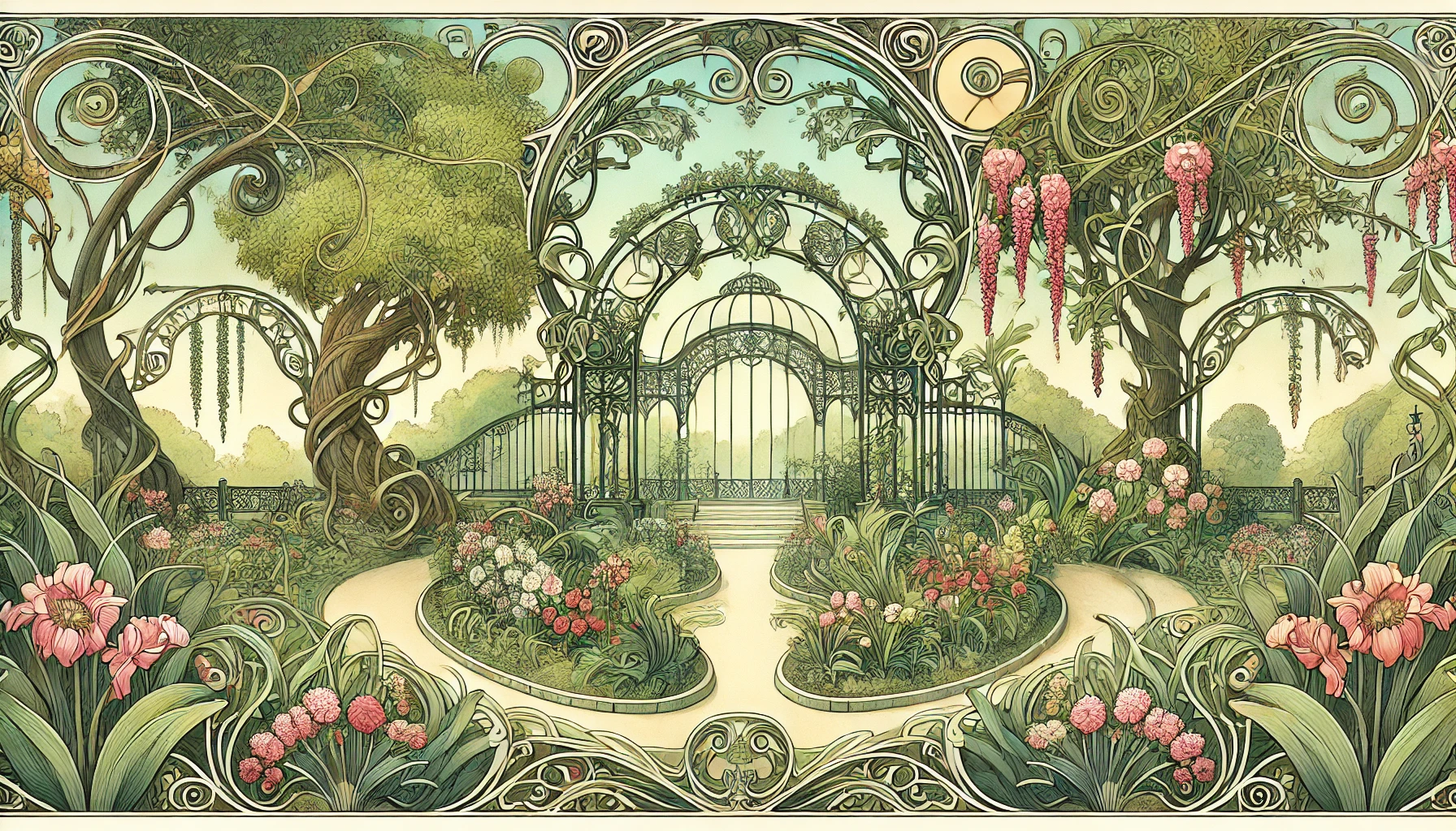 Nature and Gardens - Art Nouveau llustration